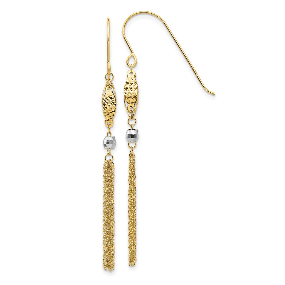 Gold Two-tone Bead and Chain Dangle Earrings Model-TL538 - Charlie & Co. Jewelry