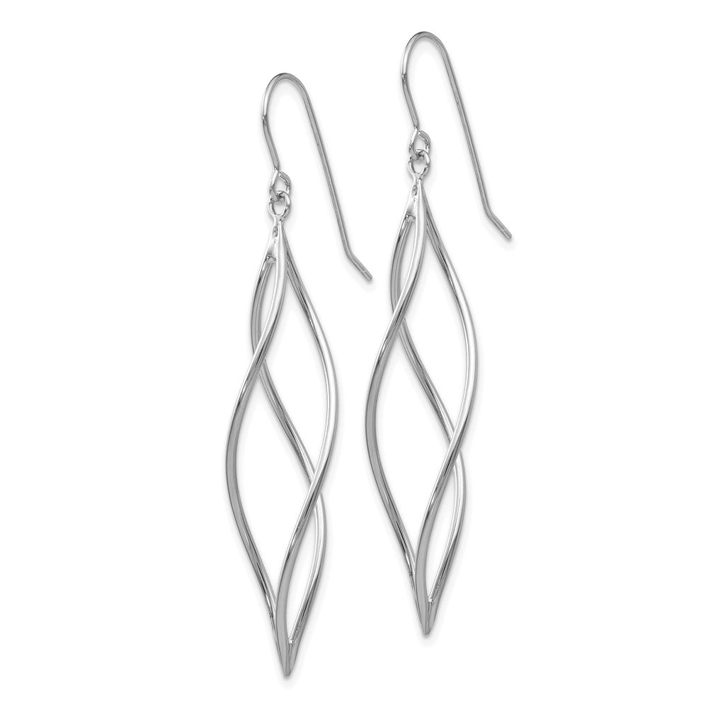 White Gold Polished Long Twisted Dangle Earrings Model-TL833 - Charlie & Co. Jewelry