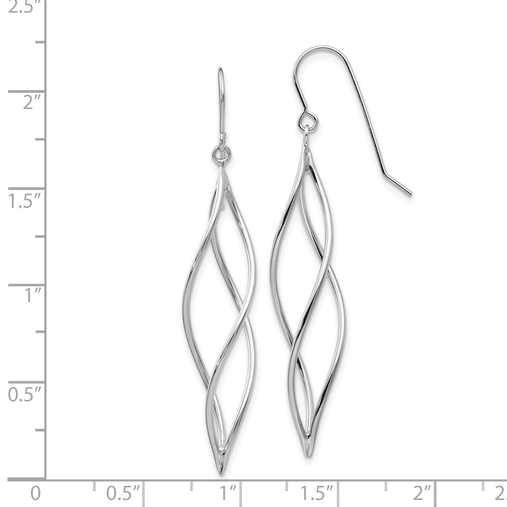 White Gold Polished Long Twisted Dangle Earrings Model-TL833 - Charlie & Co. Jewelry