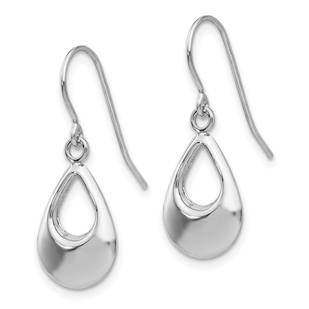 White Gold Teardrop Hollow Dangle Earrings Model-TL846 - Charlie & Co. Jewelry