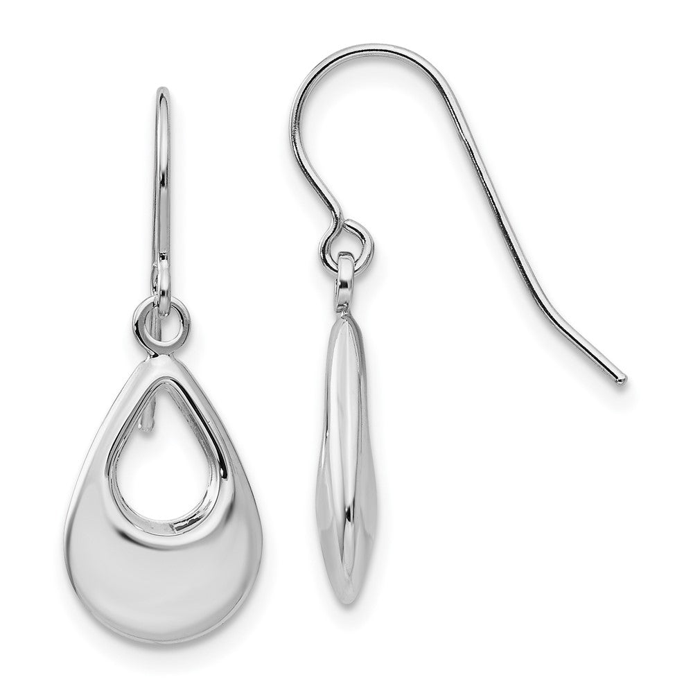 White Gold Teardrop Hollow Dangle Earrings Model-TL846 - Charlie & Co. Jewelry