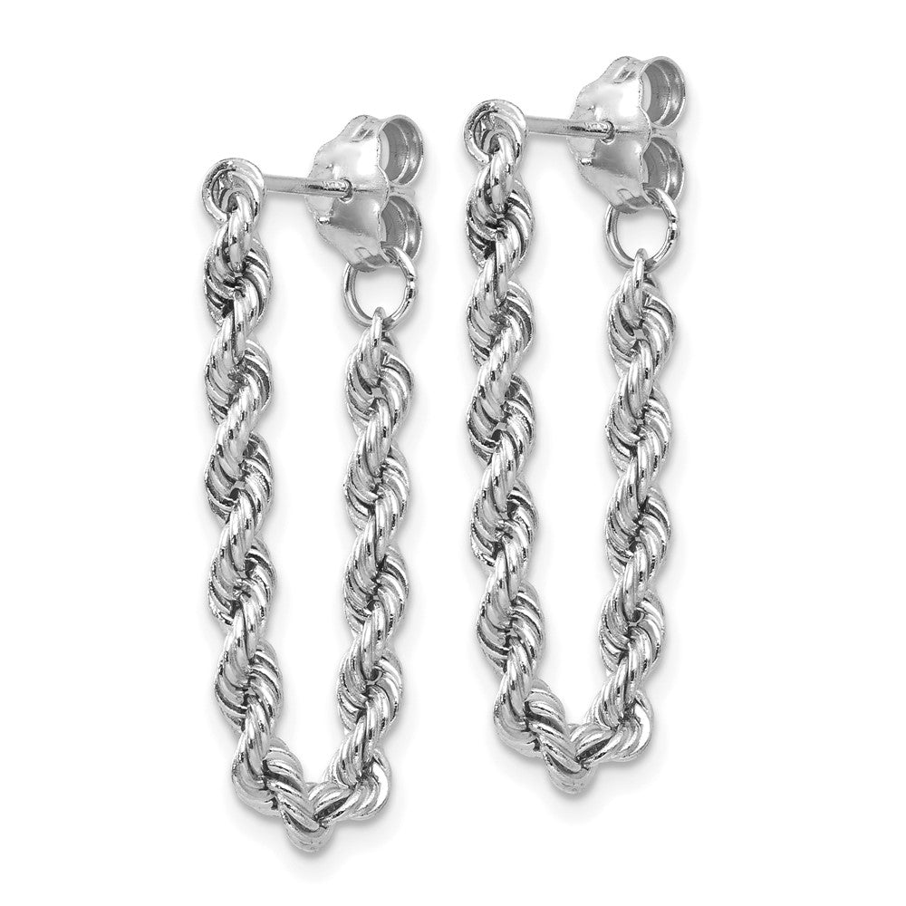 White Gold Rope Chain Dangle Post Earrings Model-TL857 - Charlie & Co. Jewelry