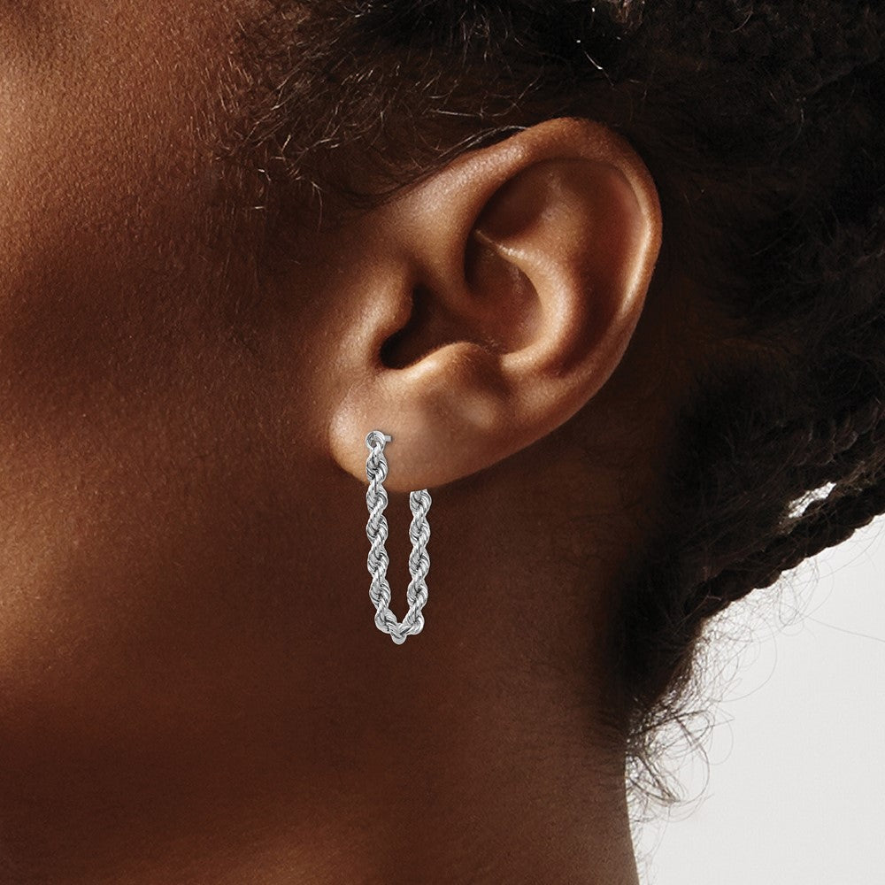 White Gold Rope Chain Dangle Post Earrings Model-TL857 - Charlie & Co. Jewelry
