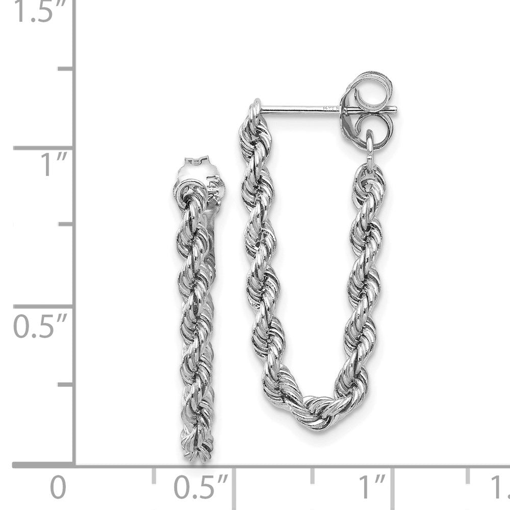 White Gold Rope Chain Dangle Post Earrings Model-TL857 - Charlie & Co. Jewelry