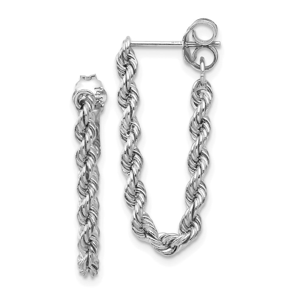 White Gold Rope Chain Dangle Post Earrings Model-TL857 - Charlie & Co. Jewelry