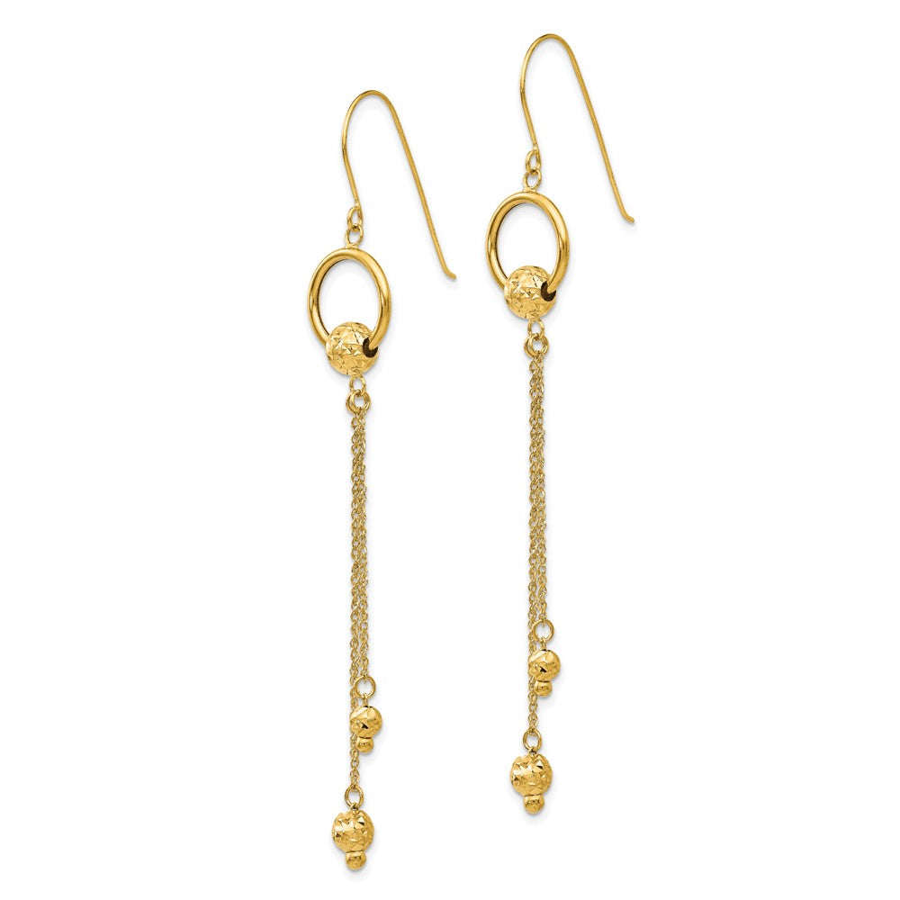 Gold Diamond Cut Dangle Shepherd Hook Earrings - Model TL861 - Charlie & Co. Jewelry
