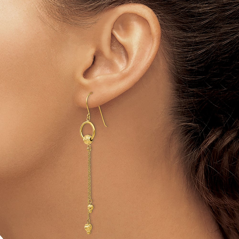 Gold Diamond Cut Dangle Shepherd Hook Earrings - Model TL861 - Charlie & Co. Jewelry