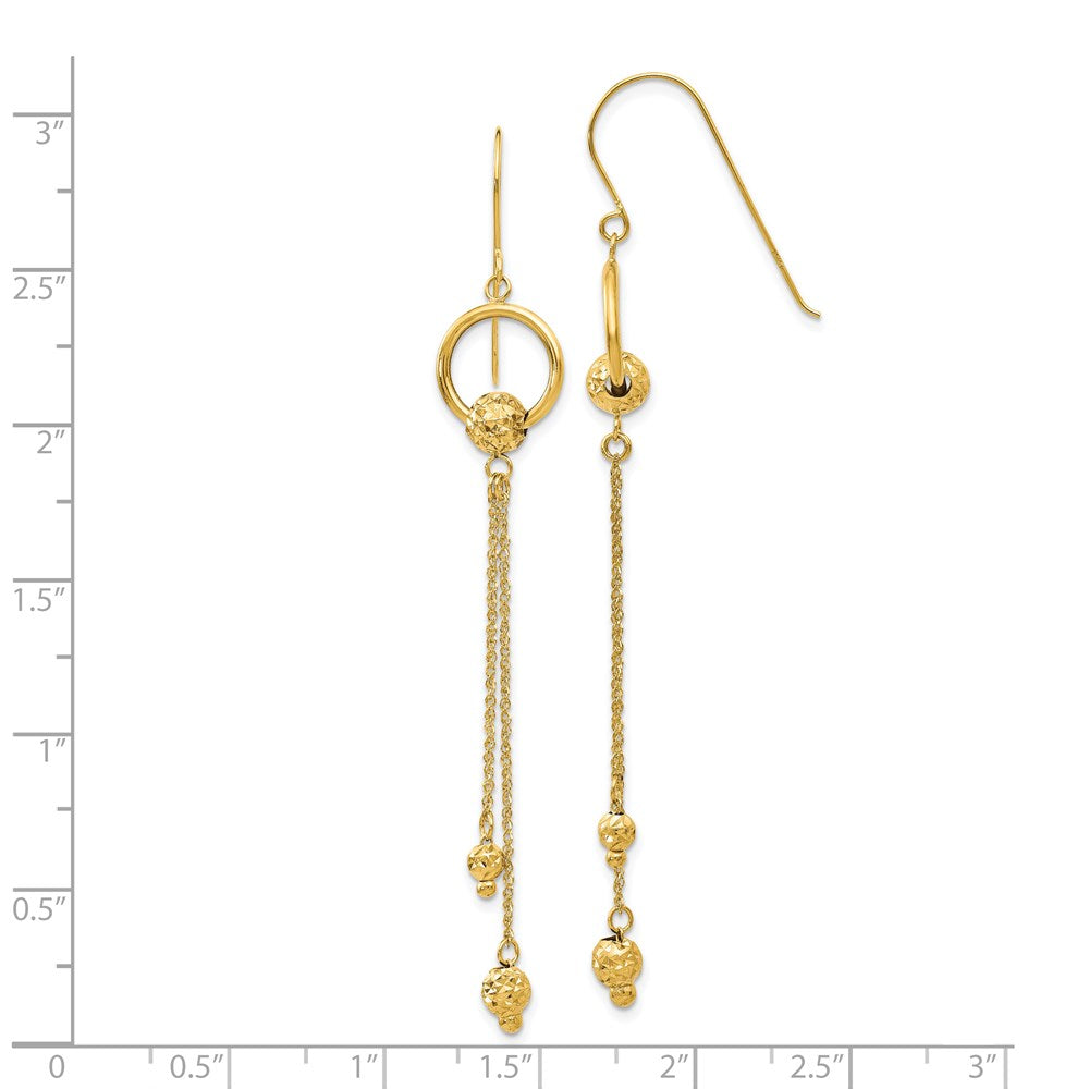 Gold Diamond Cut Dangle Shepherd Hook Earrings - Model TL861 - Charlie & Co. Jewelry