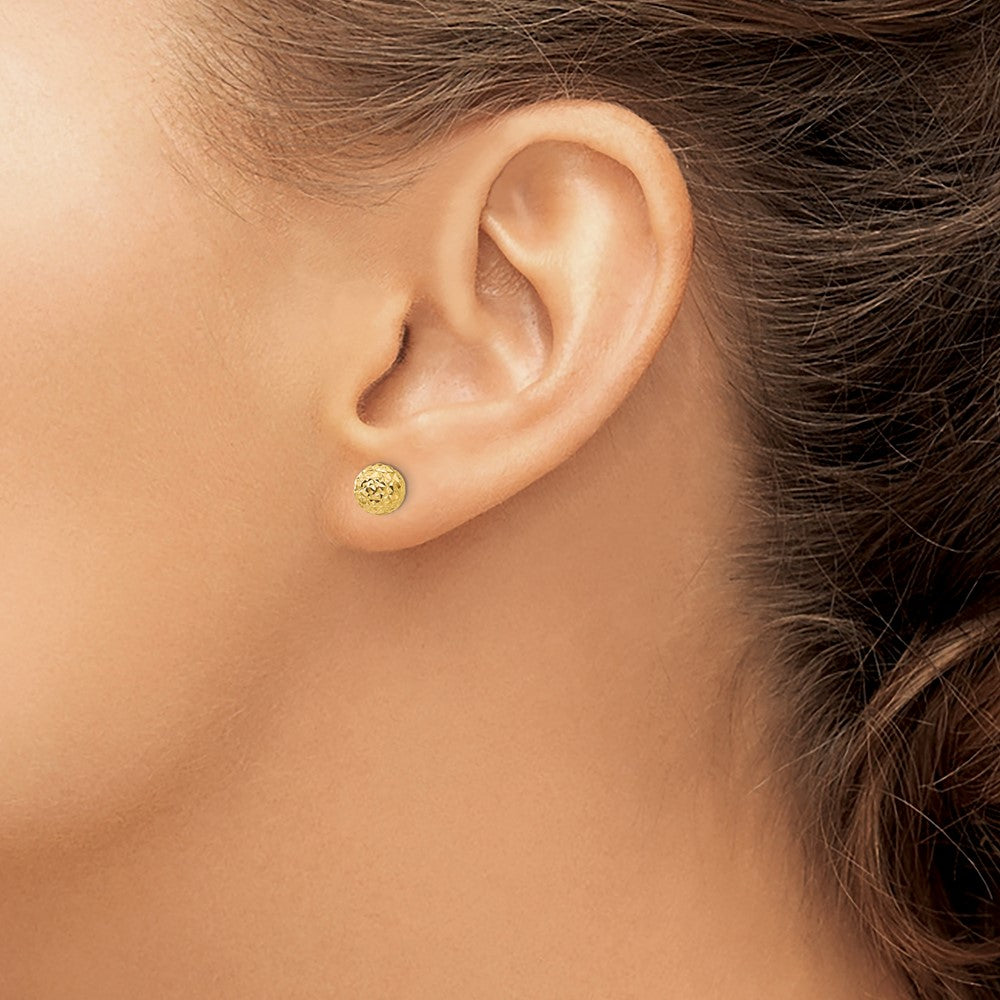 Gold Diamond Cut Ball Post Earrings - Model TL907 - Charlie & Co. Jewelry