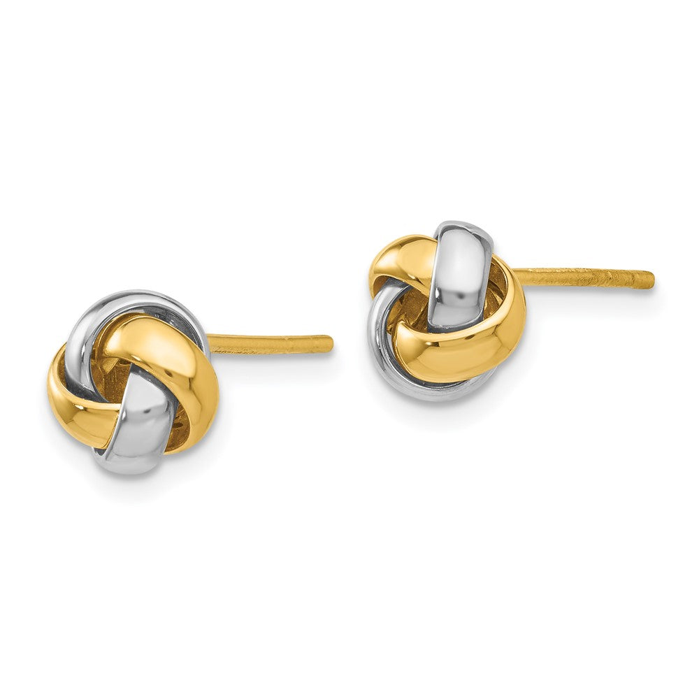 Gold Two-tone Knot Post Earrings - Model TL944 - Charlie & Co. Jewelry