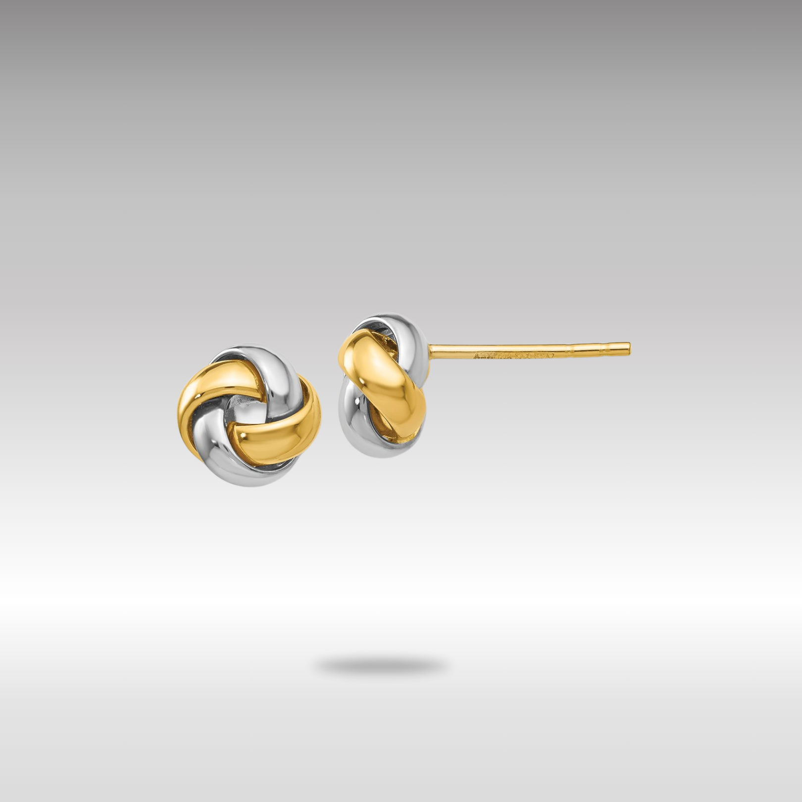 Gold Two-tone Knot Post Earrings - Model TL944 - Charlie & Co. Jewelry