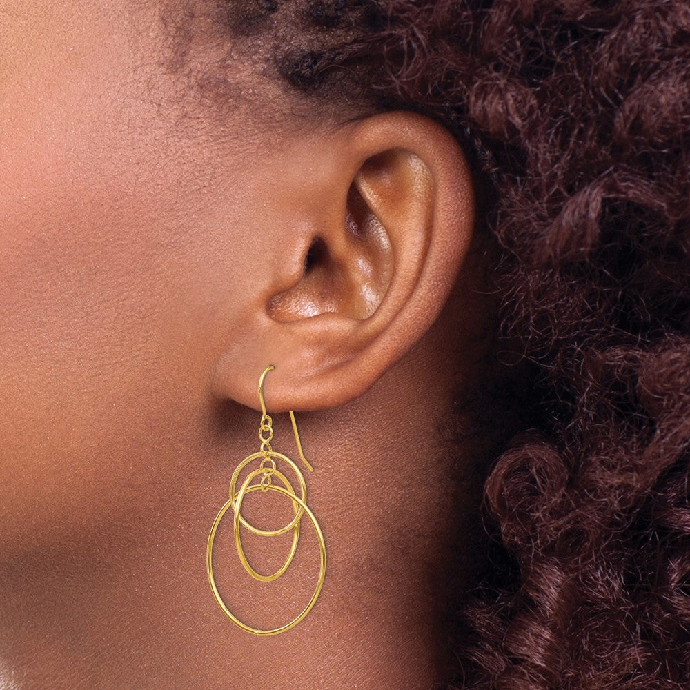 Gold Polished Circles Dangle Earrings - Model TL997 - Charlie & Co. Jewelry
