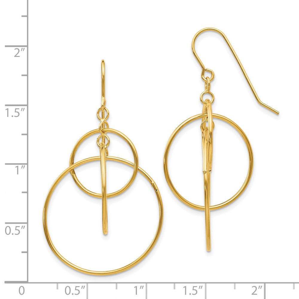 Gold Polished Circles Dangle Earrings - Model TL997 - Charlie & Co. Jewelry