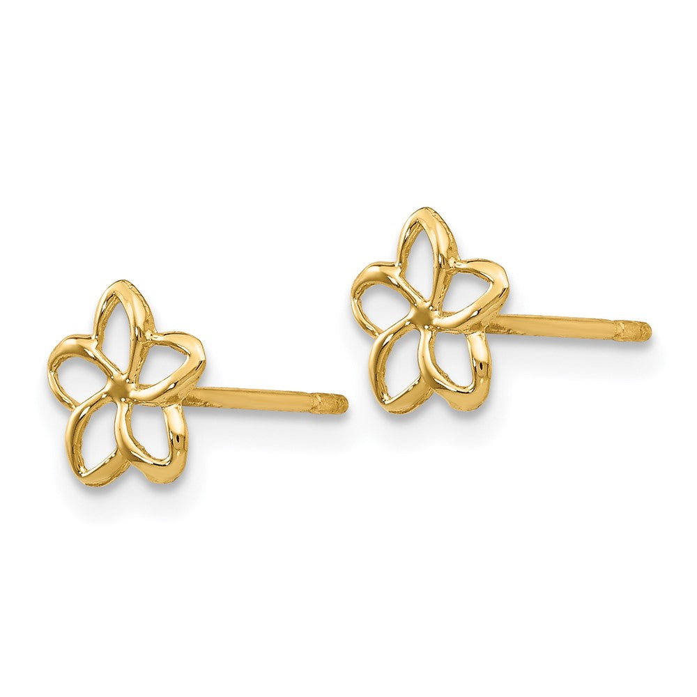 Gold Plumeria Post Earrings - Model TM734 - Charlie & Co. Jewelry