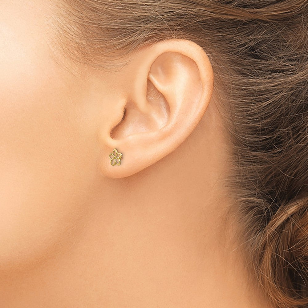 Gold Plumeria Post Earrings - Model TM734 - Charlie & Co. Jewelry