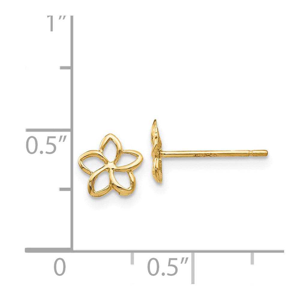 Gold Plumeria Post Earrings - Model TM734 - Charlie & Co. Jewelry