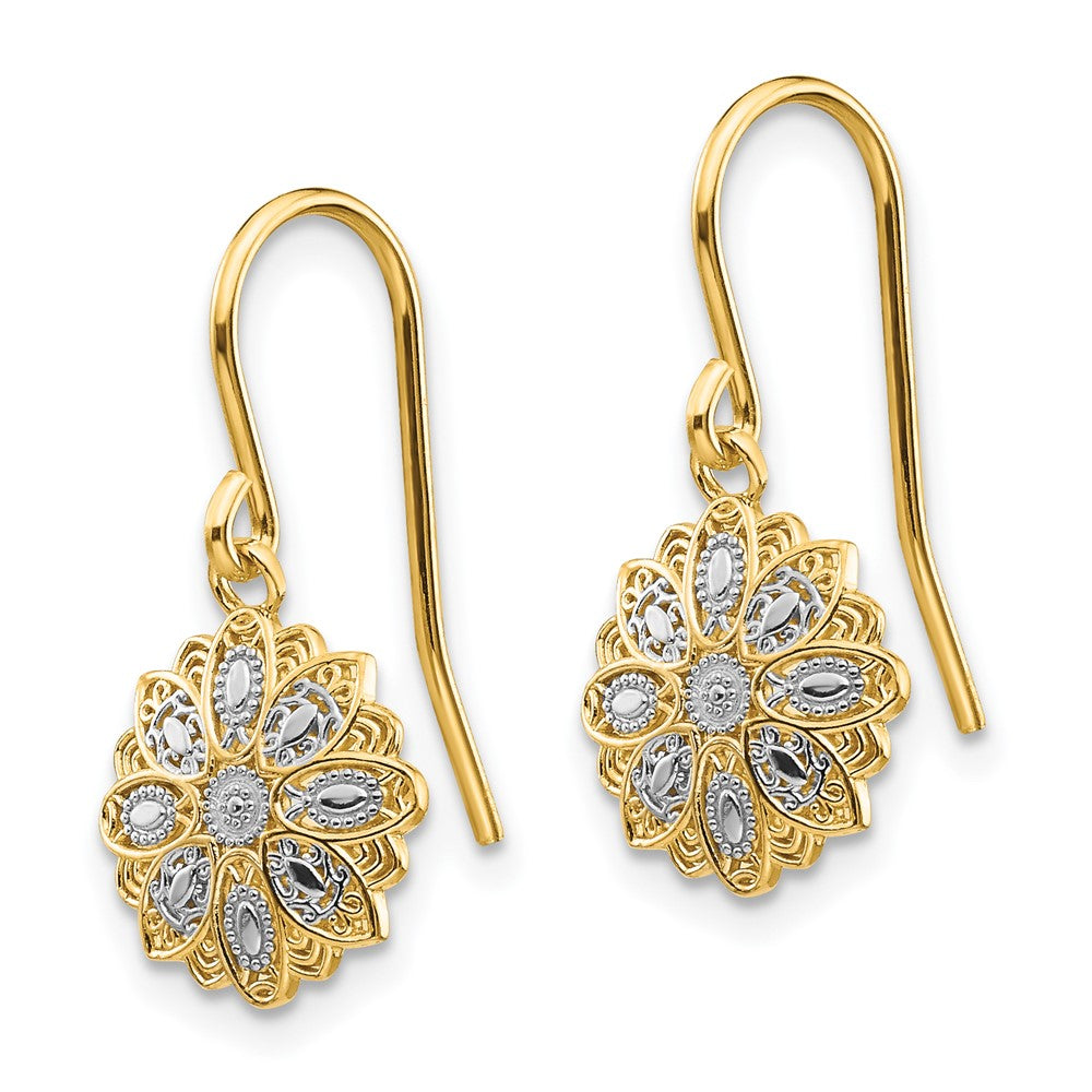 Gold Diamond Cut Polished Fancy Dangle Earrings - Model TM740 - Charlie & Co. Jewelry