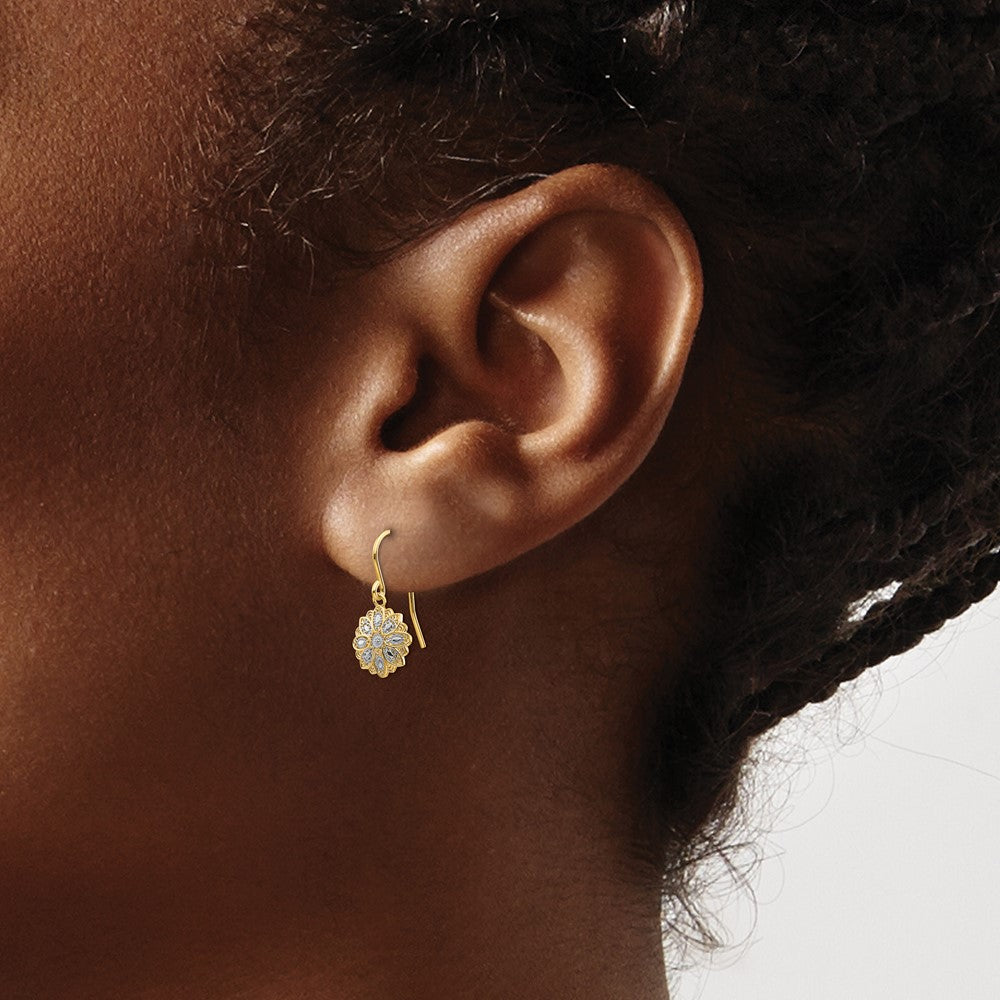 Gold Diamond Cut Polished Fancy Dangle Earrings - Model TM740 - Charlie & Co. Jewelry