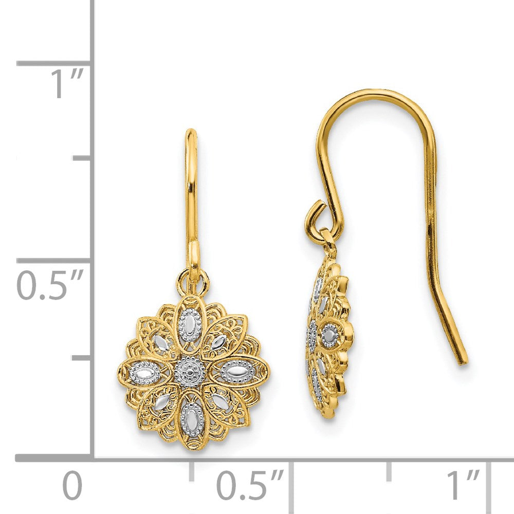 Gold Diamond Cut Polished Fancy Dangle Earrings - Model TM740 - Charlie & Co. Jewelry