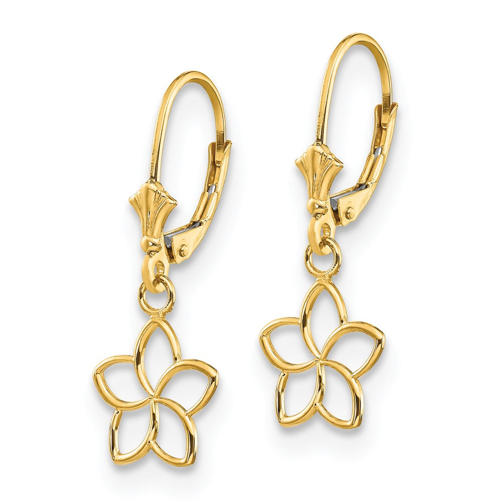 Gold Polished Cut Out Flower Leverback Earrings - Model TM757 - Charlie & Co. Jewelry