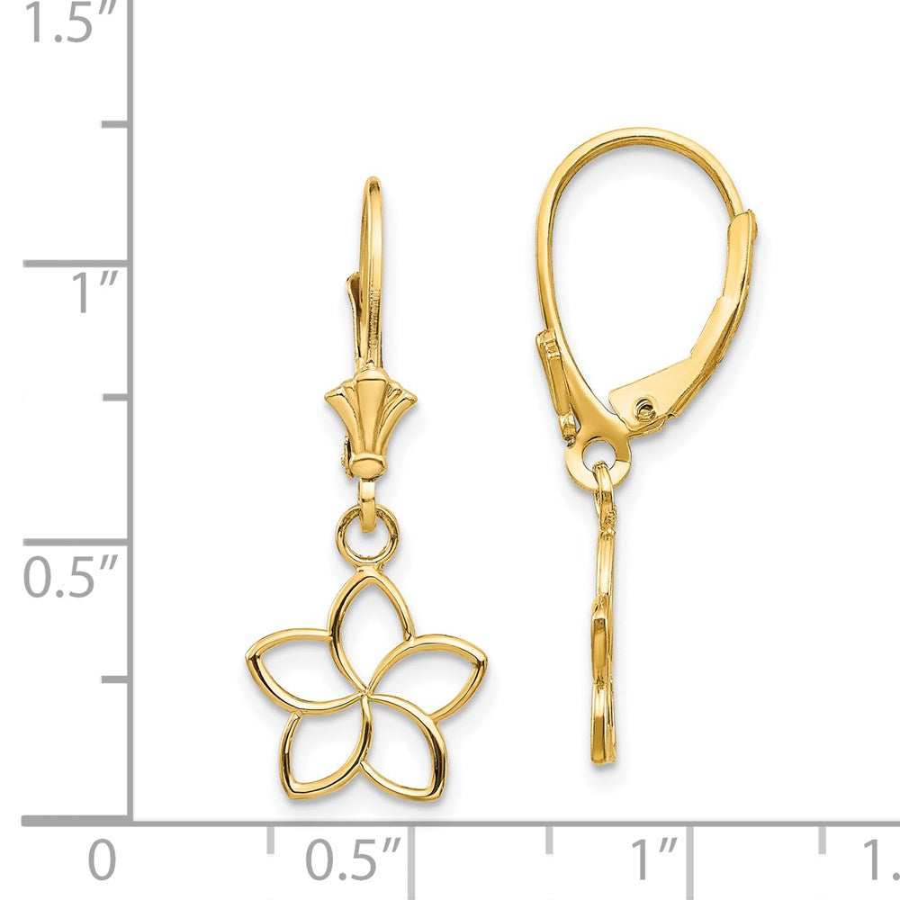 Gold Polished Cut Out Flower Leverback Earrings - Model TM757 - Charlie & Co. Jewelry