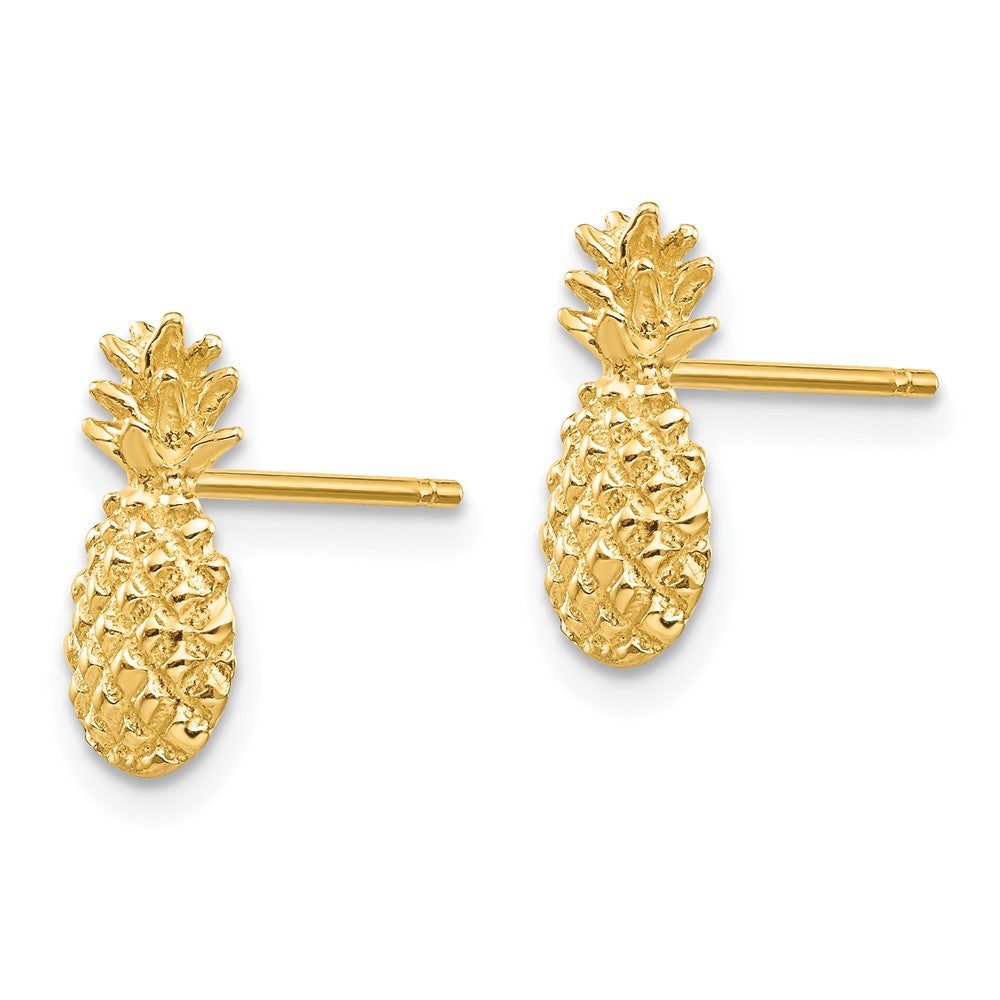 Gold Polished and Textured Pineapple Post Earrings - Model TM773 - Charlie & Co. Jewelry