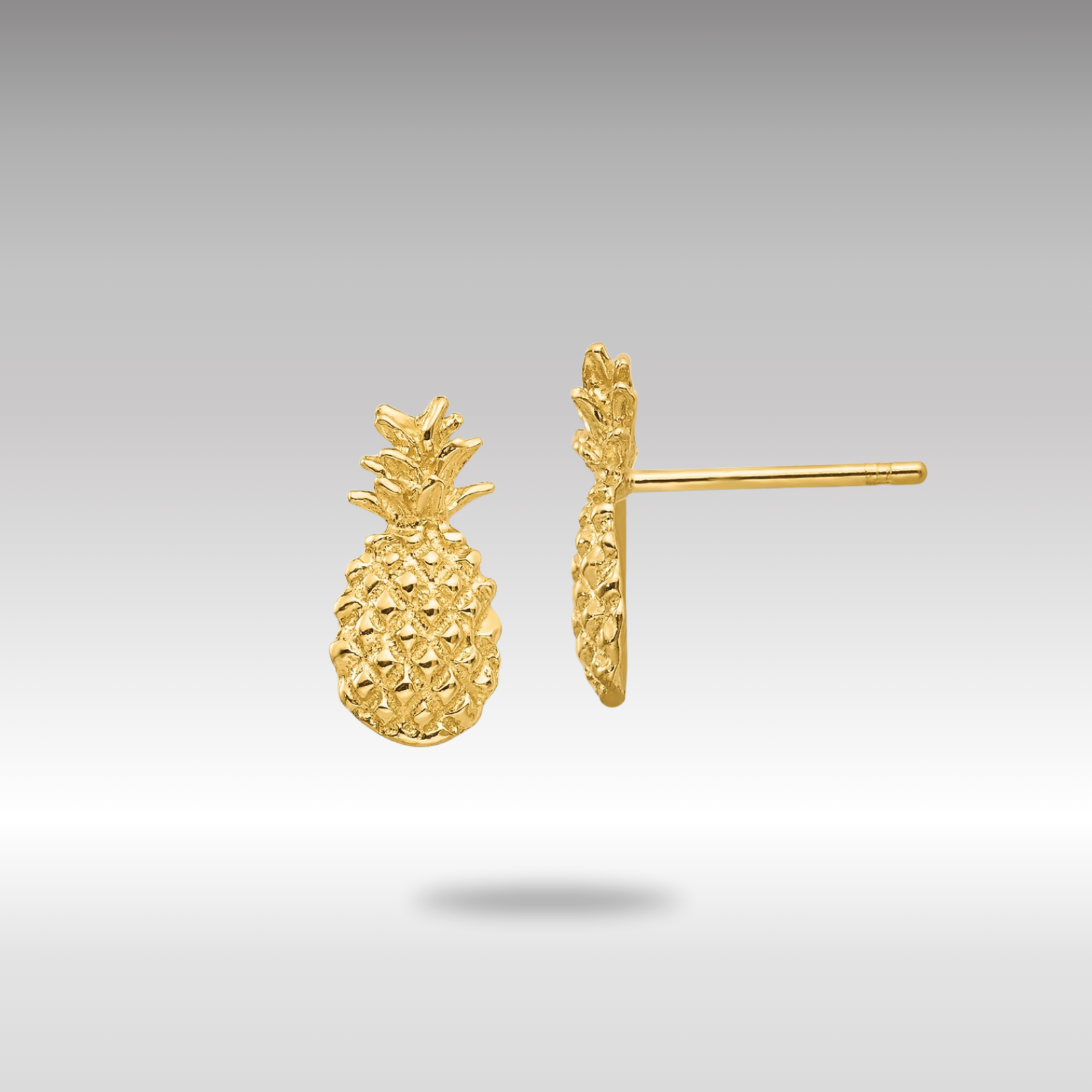 Gold Polished and Textured Pineapple Post Earrings - Model TM773 - Charlie & Co. Jewelry