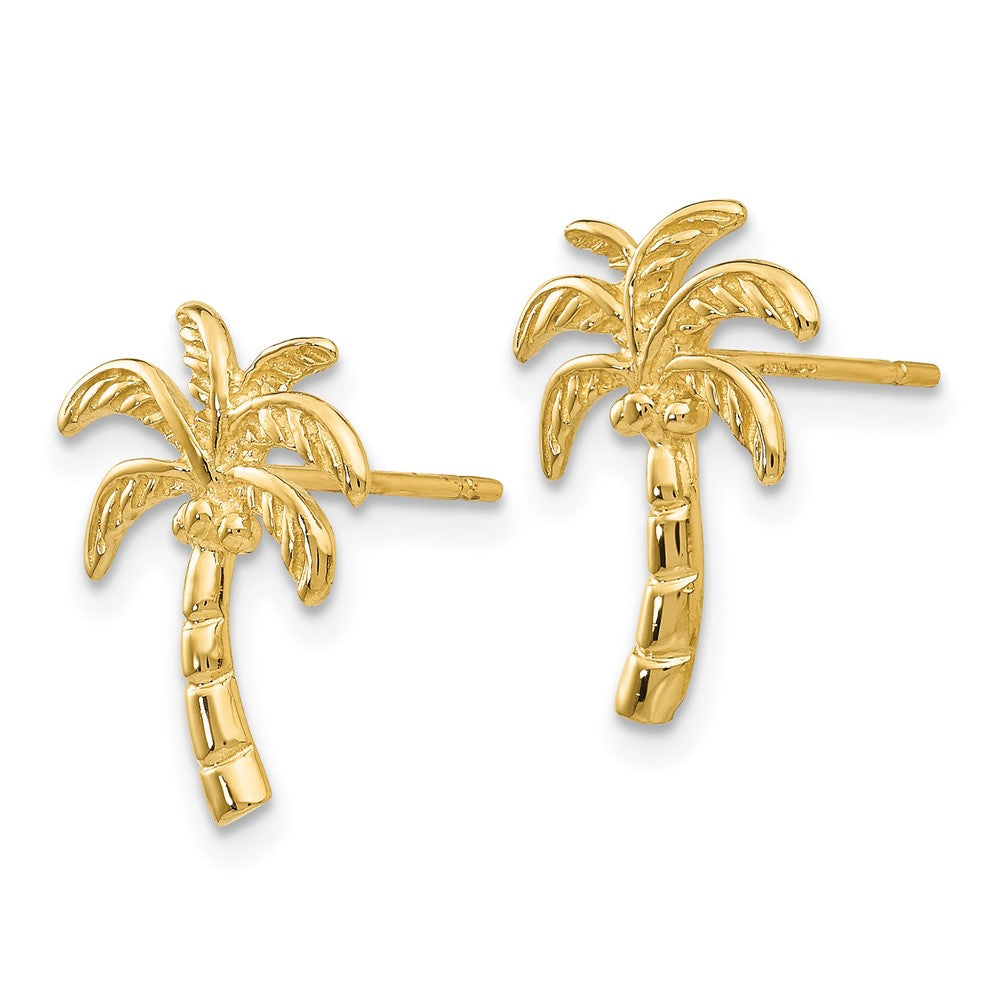 Gold Palm Tree Post Earrings - Model TM774 - Charlie & Co. Jewelry