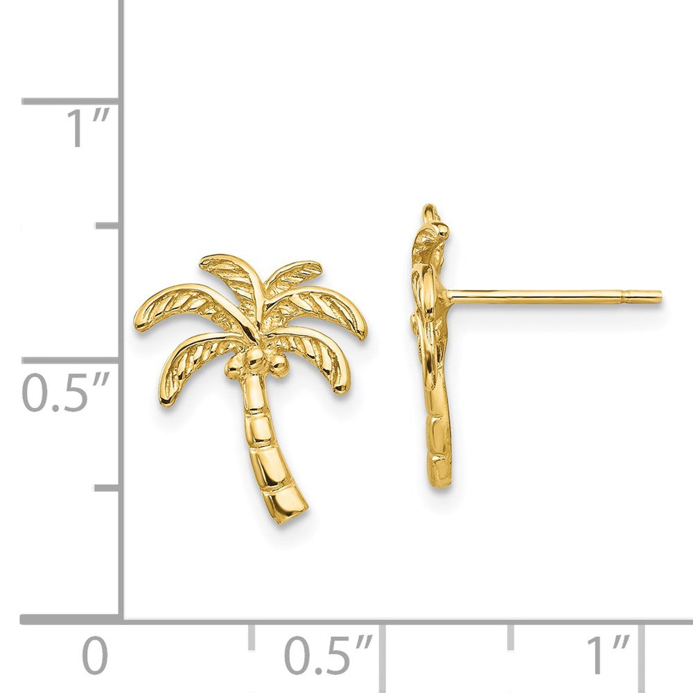 Gold Palm Tree Post Earrings - Model TM774 - Charlie & Co. Jewelry