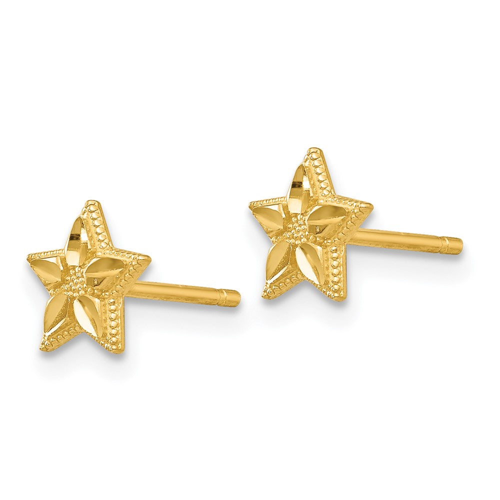 Gold Polished and D/C Star Post Earrings - Model TM782 - Charlie & Co. Jewelry