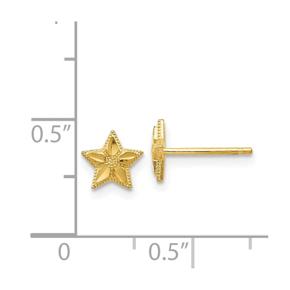 Gold Polished and D/C Star Post Earrings - Model TM782 - Charlie & Co. Jewelry