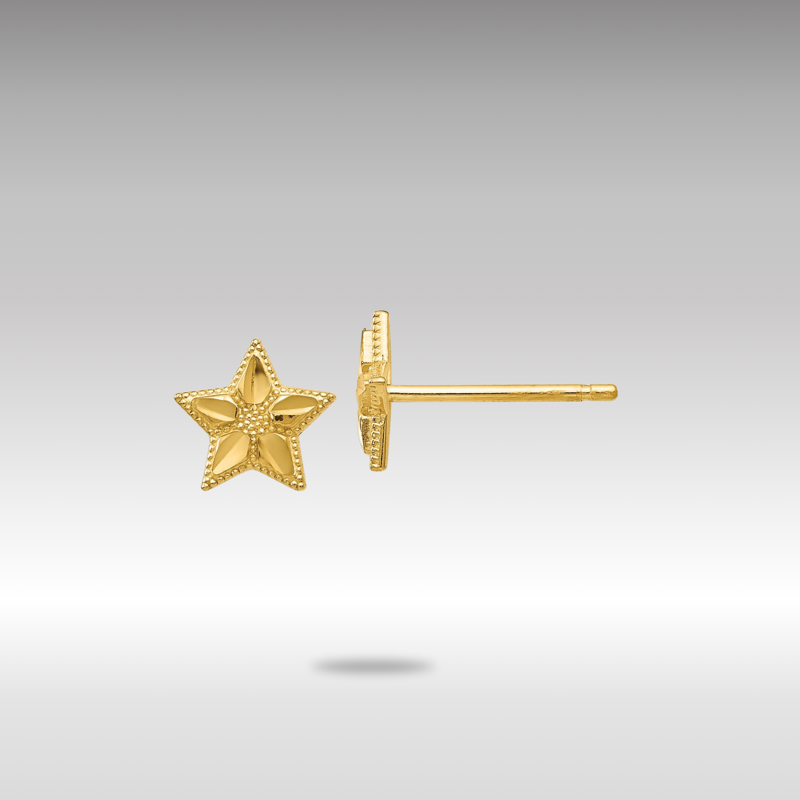 Gold Polished and D/C Star Post Earrings - Model TM782 - Charlie & Co. Jewelry