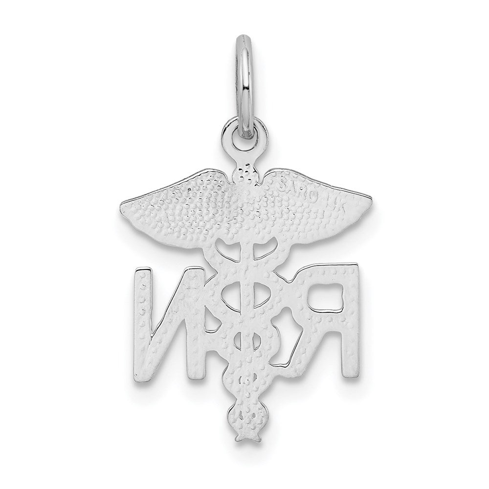 White Gold RN Registered Nurse Charm Necklace Model-WCH57 - Charlie & Co. Jewelry