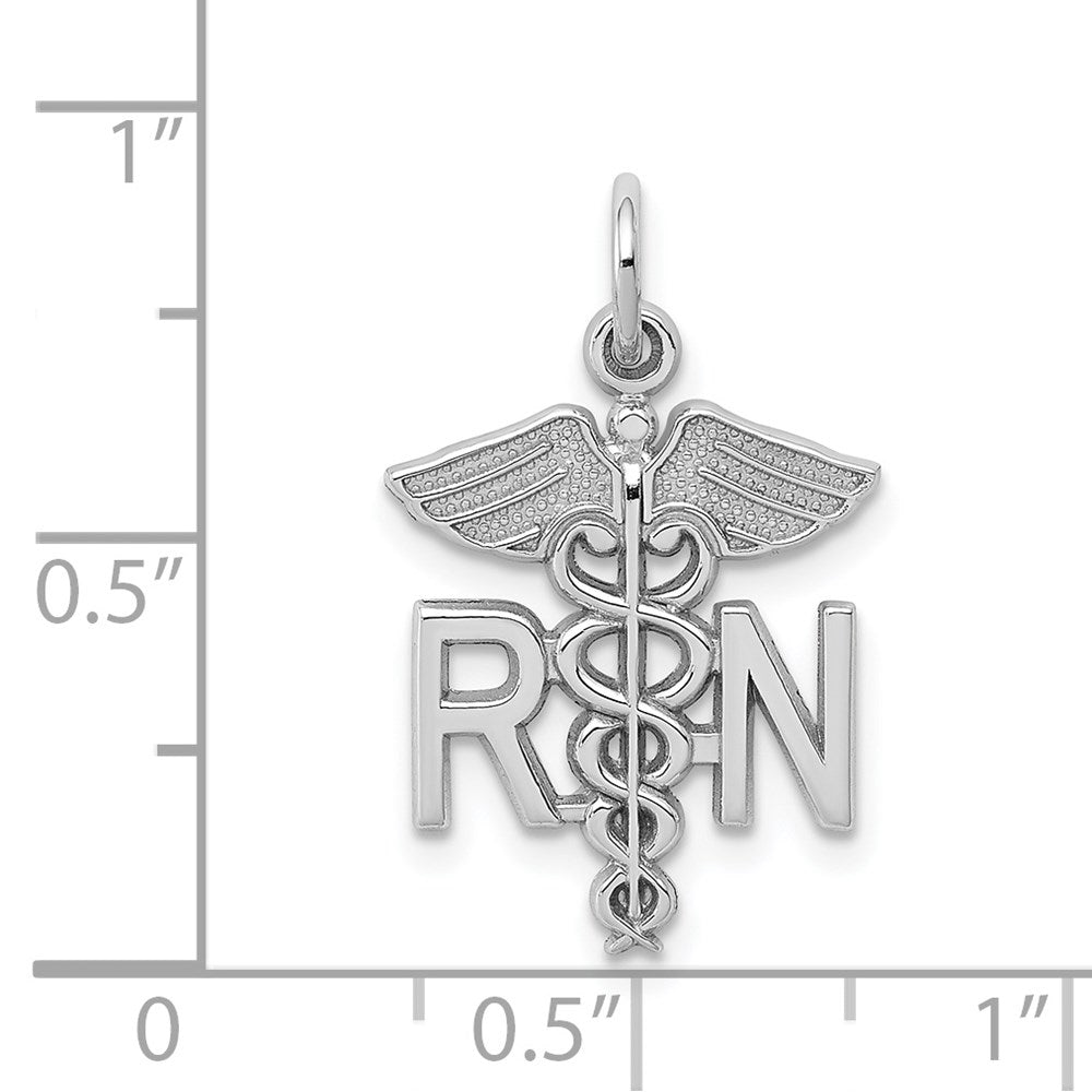 White Gold RN Registered Nurse Charm Necklace Model-WCH57 - Charlie & Co. Jewelry