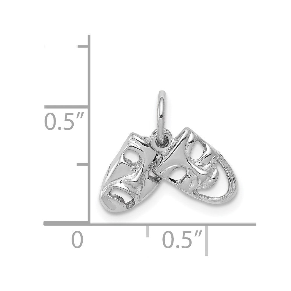 14K White Gold Comedy-Tragedy 2-Piece Necklace Charm - Charlie & Co. Jewelry