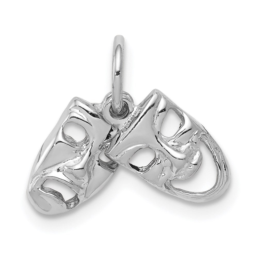 14K White Gold Comedy-Tragedy 2-Piece Necklace Charm - Charlie & Co. Jewelry