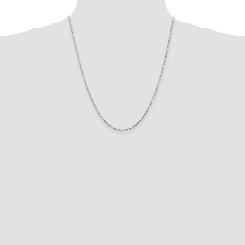 Charlie & Co Jewelry | 14k White Gold 7 Inch 2mm Diamond-cut Quadruple Rope Lobster Clasp Chain - Model WQT016