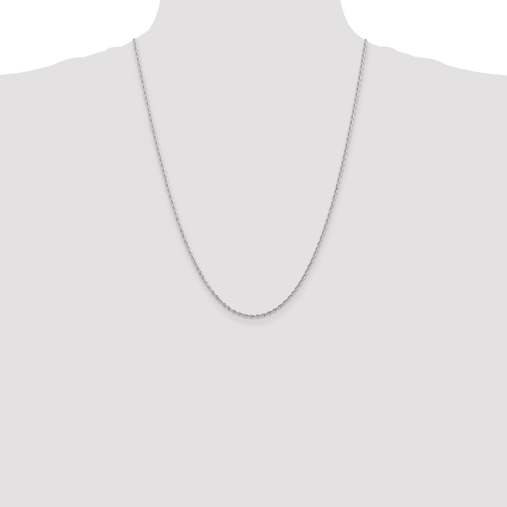 Charlie & Co Jewelry | 14k White Gold 7 Inch 2mm Diamond-cut Quadruple Rope Lobster Clasp Chain - Model WQT016