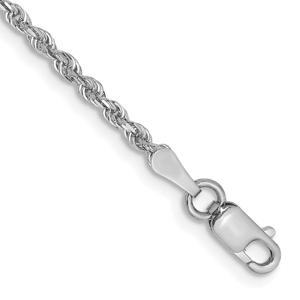 Charlie & Co Jewelry | 14k White Gold 7 Inch 2mm Diamond-cut Quadruple Rope Lobster Clasp Chain Bracelet - Model WQT016