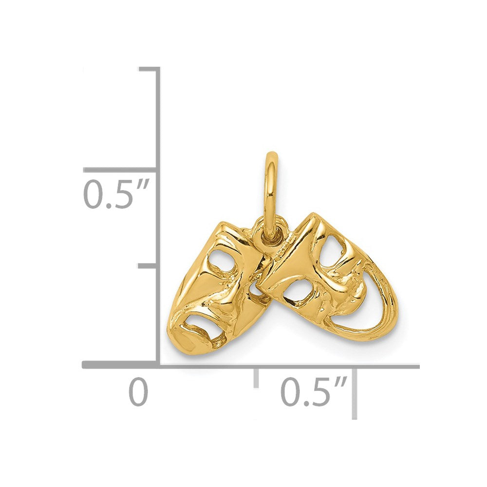 14K Gold Two-Piece Comedy and Tragedy Masks Necklace Pendant - Charlie & Co. Jewelry