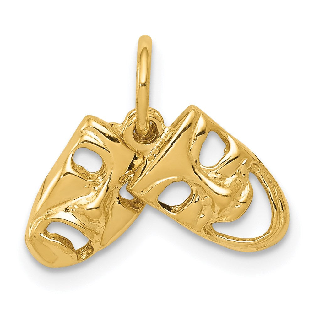 14K Gold Two-Piece Comedy and Tragedy Masks Necklace Pendant - Charlie & Co. Jewelry