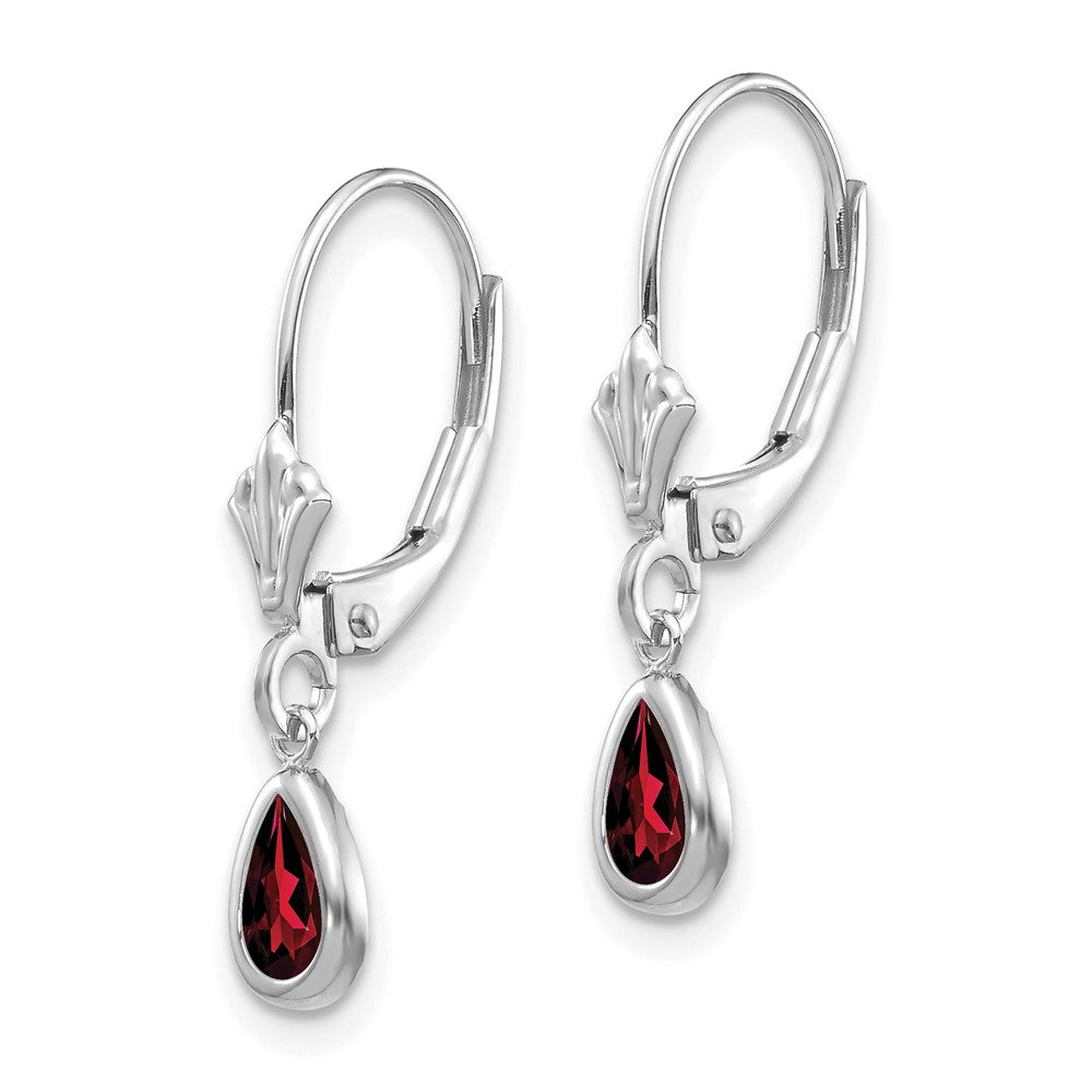 White Gold 6x4mm Garnet/January Earrings Model-XBE277 - Charlie & Co. Jewelry