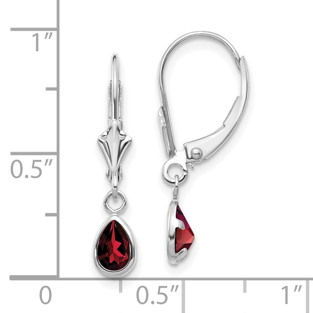 White Gold 6x4mm Garnet/January Earrings Model-XBE277 - Charlie & Co. Jewelry