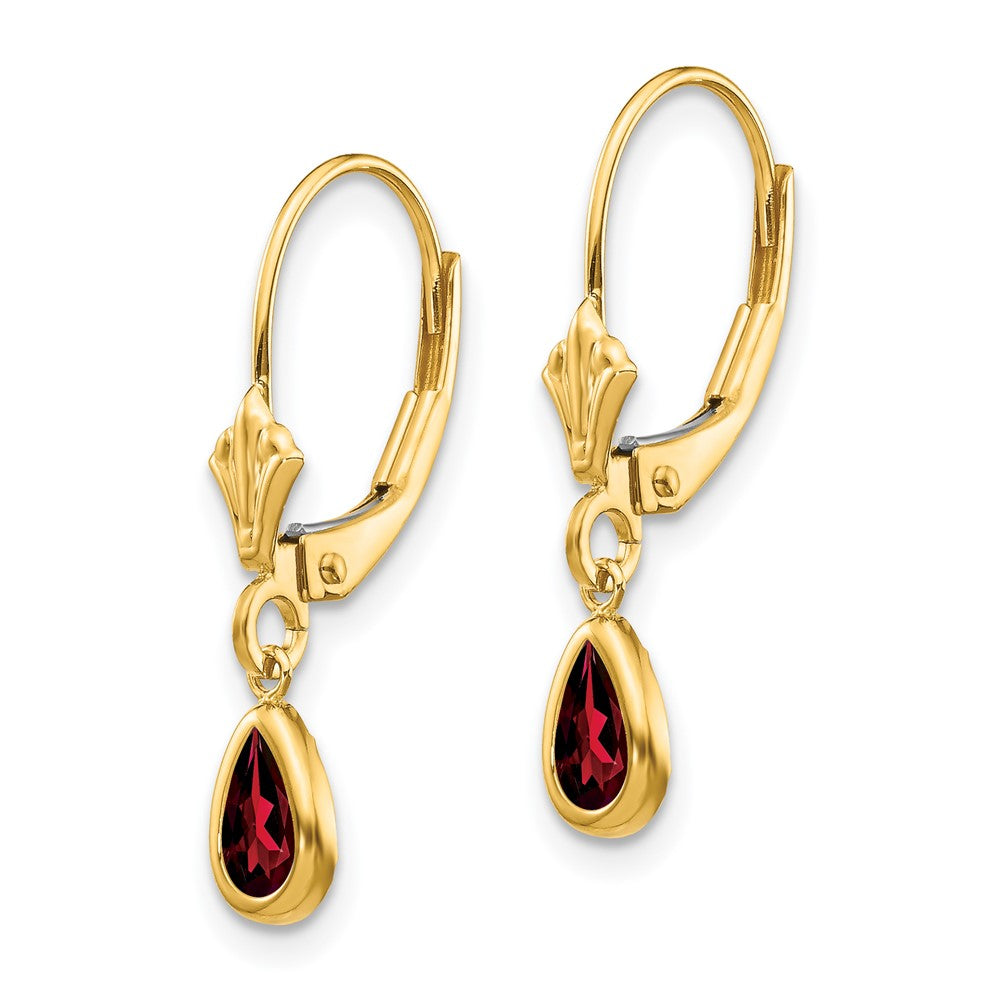 Gold 6x4mm Garnet/January Earrings Model-XBE85 - Charlie & Co. Jewelry