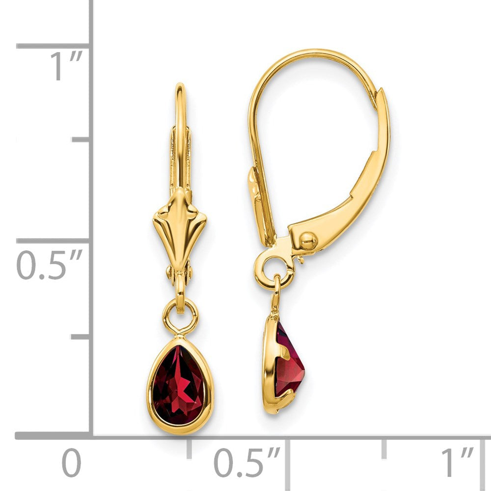 Gold 6x4mm Garnet/January Earrings Model-XBE85 - Charlie & Co. Jewelry