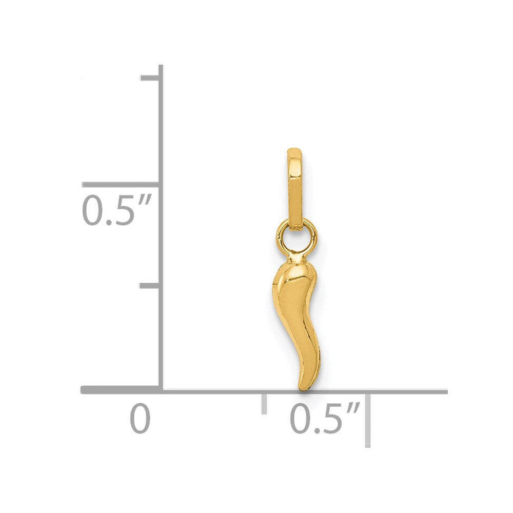 14K Gold Extra Small 3D Italian Horn Charm - Charlie & Co. Jewelry
