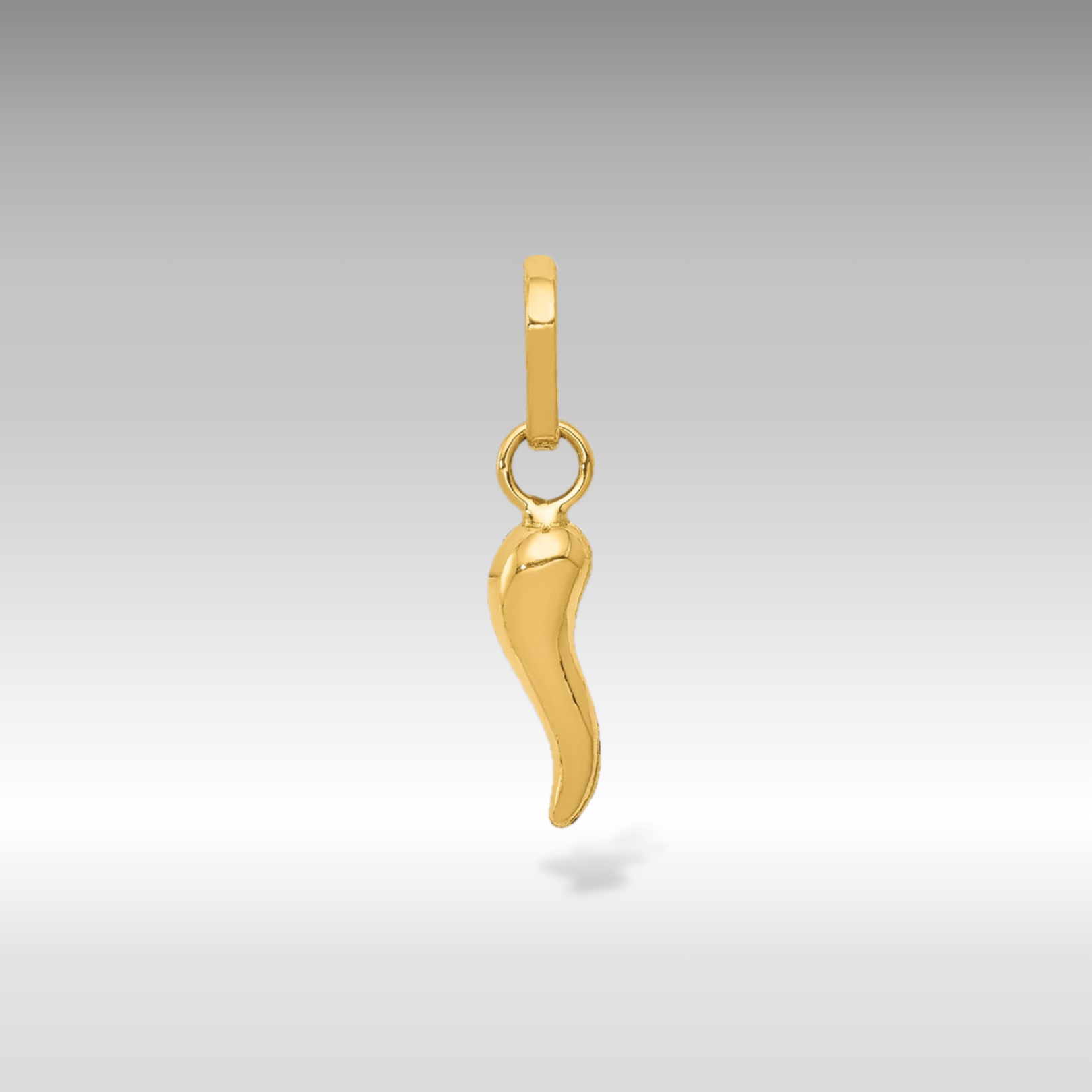 14K Gold Extra Small 3D Italian Horn Charm - Charlie & Co. Jewelry