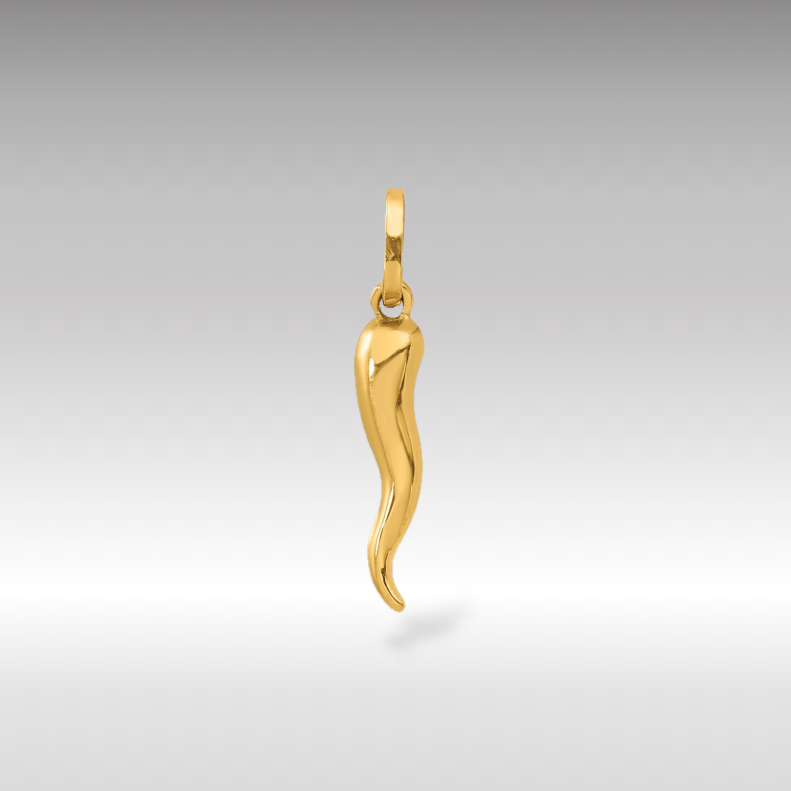 14K Gold Small 3D Italian Horn Pendant Charm - Charlie & Co. Jewelry