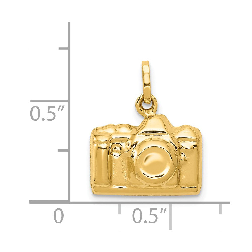 14K Gold 3D Polished Camera Pendant - Charlie & Co. Jewelry