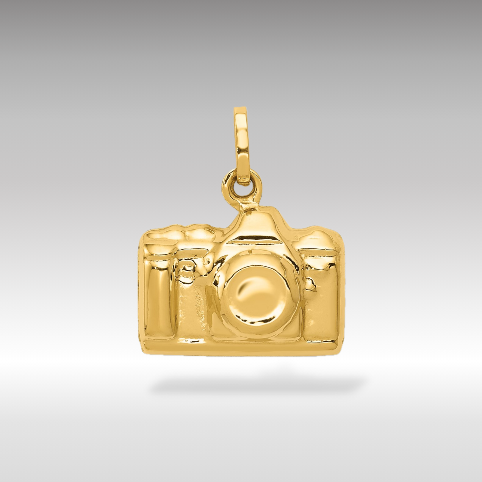 14K Gold 3D Polished Camera Pendant - Charlie & Co. Jewelry